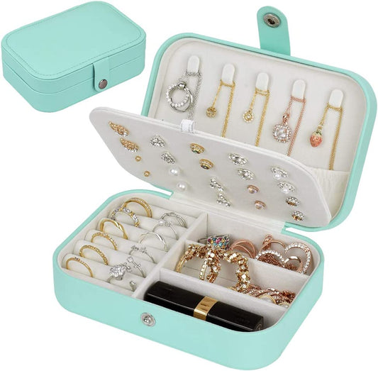 Jiemei Jewelry Box, Travel Jewelry Organizer Cases with Doubel Layer for Women’S Necklace Earrings Rings and Travel Accessories