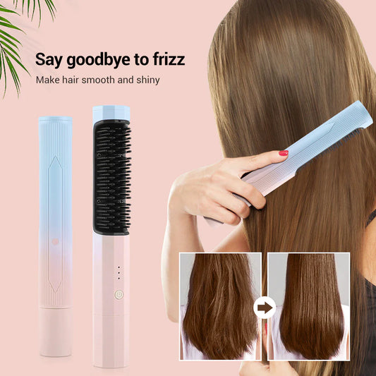 Professional Hair Hot Heating Comb Straightener for Women'S Hair Wigs Beard Electric Straightening Brush Smoothing Comb Wireless